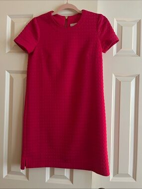 London Times Hot Pink Short Sleeve Shift Dress